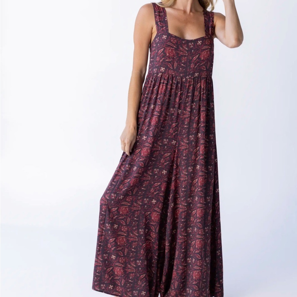 NATURAL LIFE Red and Black Bohemian Jumpsuit